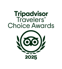 Tripadvisor Travelers' Choice Awards 2025 logo with owl and laurel wreath.